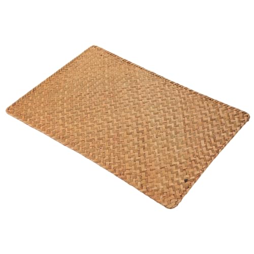 PRETYZOOM Tischdecke Fallen Anti-Matte Tischsets Picknicktisch Matte Für Tisch Wassermatte Frühlings-fußmatte Gewebte Platzdeckchen Rund Gewebtes Tischset Kleiner Weidenkorb Mit Deckel Gras von PRETYZOOM