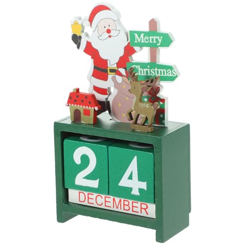 PRETYZOOM Weihnachtsadvent kalender kreativer Kalender Fenstertönung Netz schreibtisch dekoration tischkalender Blöcke Kalender Weihnachtsdekoration Countdown-Kalender- Holz Green von PRETYZOOM