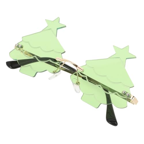 PRETYZOOM Weihnachtsbaumgläser Dekorative Brillen Lustige Sonnenbrille Im Weihnachtlichen Stil Randlose Brillenstütze Tragbare Sonnenbrillen Praktische Brille Sonnenbrille Metall Light Green von PRETYZOOM