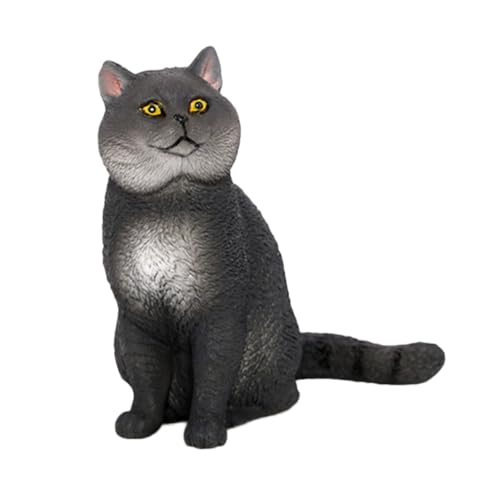 PRETYZOOM kurzhaarige Katzenverzierung Handwerk für katzenterrarien Katzenfiguren Spielset Tiere büro Dekoration Office Decoration Desktop-Dekoration kreative Handwerksstatue Plastik Black von PRETYZOOM