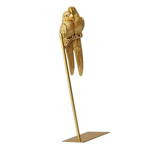 PRETYZOOM papageienverzierungen tropisches Vogelgartenstatue Paar Vogelstatue Ara-Figuren bürodeko Living Room Decoration Paar Papagei Desktop- papagei schmuck Harz Golden von PRETYZOOM