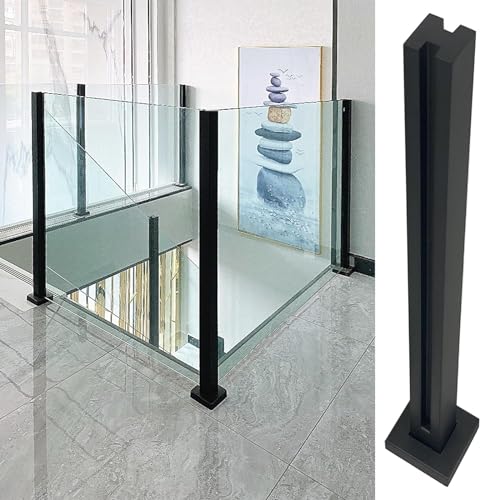 PRGBFNK Treppenspindel Edelstahl-Klemme für Terrassenzaunelemente, schwarzer quadratischer Geländerpfosten mit Zapfenschlitzen und Stabiler Basis, 60–105 cm hoch von PRGBFNK