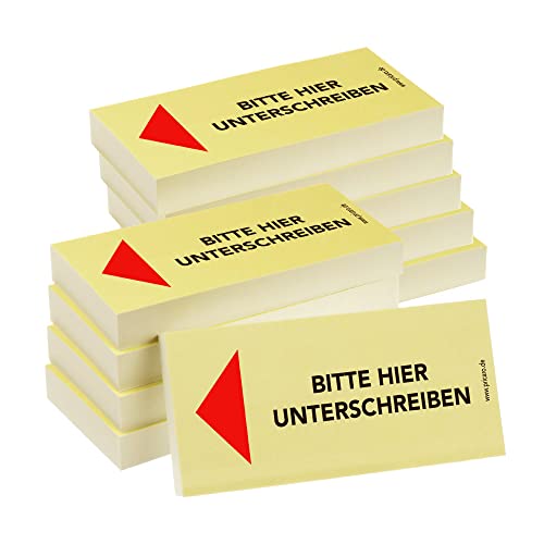 PRICARO Haftnotizen "Bitte hier unterschreiben", Pfeil links, 100 Blatt, 10 Stück von PRICARO