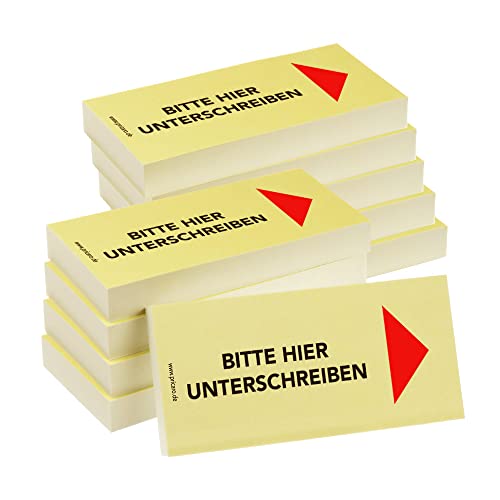 PRICARO Haftnotizen "Bitte hier unterschreiben", Pfeil rechts, 100 Blatt, 10 Stück von PRICARO