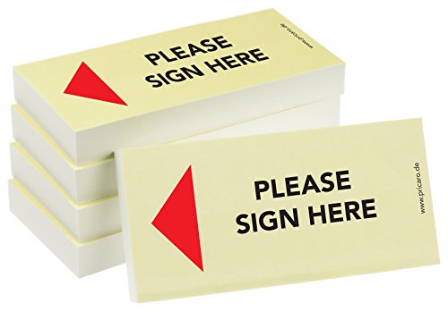 PRICARO Sticky Note "Please sign here", Arrow left, 100 Sheets, Set of 5 von PRICARO