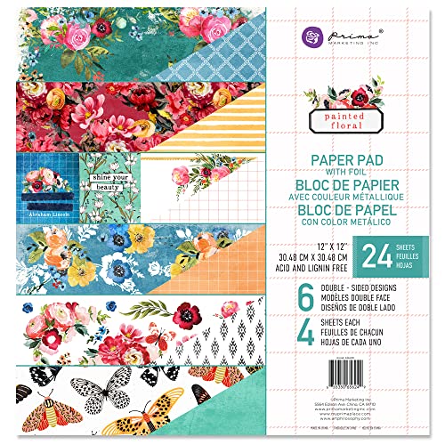 Prima Marketing Double-Sided Paper Pad 12"X12" 24/Pkg-Painted Floral, 6 Foiled Designs/4 Each -P656249 von PRIMA MARKETING INC