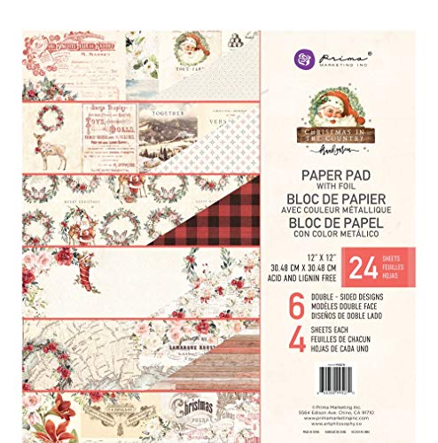 Prima Marketing doppelseitiger Papierblock, 30,5 x 30,5 cm, 24 Stück, Weihnachten im Land, 6 Designs/4 Stück von PRIMA MARKETING INC