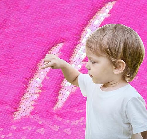 5 mm hohe Dichte, holografischer Pailletten-Flip-Stoff für Kinder, wendbarer Paillettenstoff, sensorischer Graffiti-Stoff für Kleinkinder (2,7 m, Rosa bis Rosa) von PRINCESS BRIDE