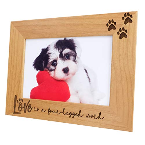 Love is a Vierbeiniger Holz-Bilderrahmen mit Gravur "Pet Frame" mit Glas, Hunde-Bilderrahmen, Katzen-Bilderrahmen, Hundemutter, Geschenk für Haustierliebhaber (12.7 x 17.8 cm, horizontal) von PRINT SUPREMACY