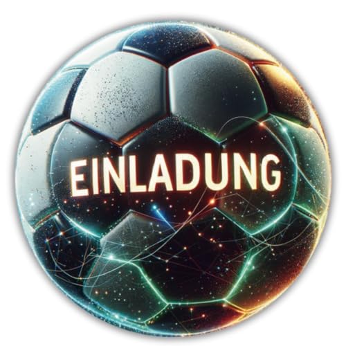 PRINTNOVIA 14x Fußball-Galaxie Einladungskarten für Kindergeburtstag – Coole Einladungen für Jungs und Mädchen – Perfekte Fußball-Partydekoration im galaktischen Design von PRINTNOVIA