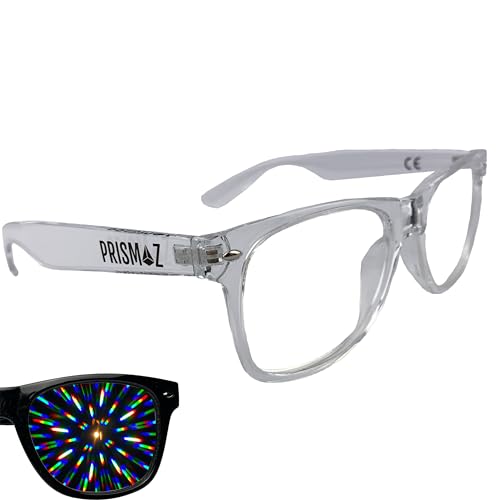 PRISMAZ Beugungsbrille Für Fantastische Regenbogen Kaleidoskop Effekte - Festival Rave Feuerwerk Party Accessoire (Transparent) von PRISMAZ