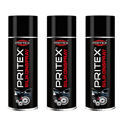 PRITEX – Silikonspray 3 x 400 ml schmiert, pflegt und schützt diverse Materialien – fettfreies Trennmittel für Kunststoff, Gummi, Holz & Metall – Gleitspray Pflegemittel Schmiermittel von PRITEX