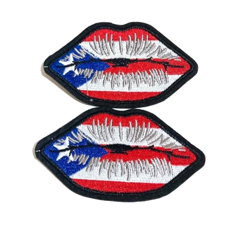 Puerto Rico Aufnäher in Lippenform, einfaches Aufbügeln oder Aufnähen, Boricua-Stil, Kleidungsaccessoires, perfekt zum individuellen Gestalten von Jacken, Taschen und mehr von PRK 14