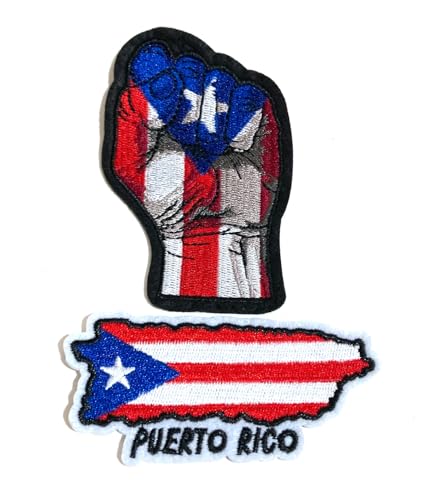 Puerto Rico Flagge Faust Bügelbild und Puerto Rico Island Form Patch - Kleidung Accessoires - Boricua Power Design von PRK 14