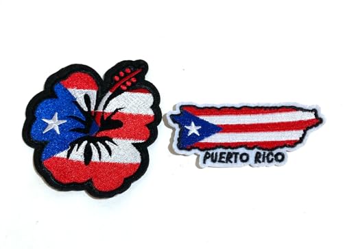 Puerto Rico Flagge Form Patch und Puerto Rican Flower Patch - Aufbügler Aufbügler Kleidung Zubehör - Perfekt für Ihre Garderobe Personalisieren von PRK 14