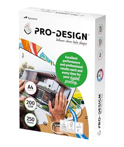 PRO-DESIGN® Flächenpapier, hochweiß, 200 g, A4, FSC®, Karton mit 4 x 250 Blatt von PRO-DESIGN