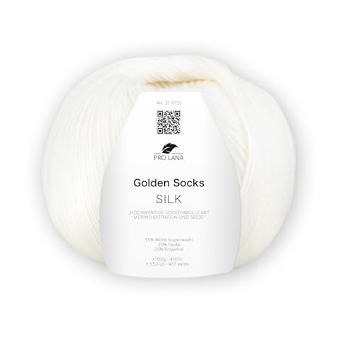 PRO LANA Golden Socks Silk - Farbe: Weiss (01) - 100 g/ca. 400 m Wolle von PRO LANA