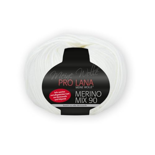 PRO LANA Merino Mix 90 - Farbe: Weiss (01) - 50 g/ca. 90 m Wolle von PRO LANA