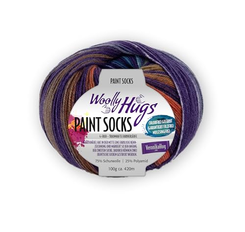 PRO LANA Paint Socks - Woolly Hugs - Farbe: Lila/Orange (212) - 100 g/ca. 420 m Wolle von PRO LANA