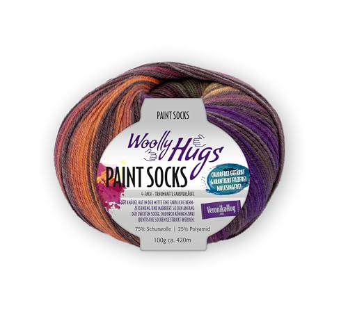 PRO LANA Paint Socks - Woolly Hugs - Farbe: Orange/Braun (208) - 100 g/ca. 420 m Wolle von PRO LANA