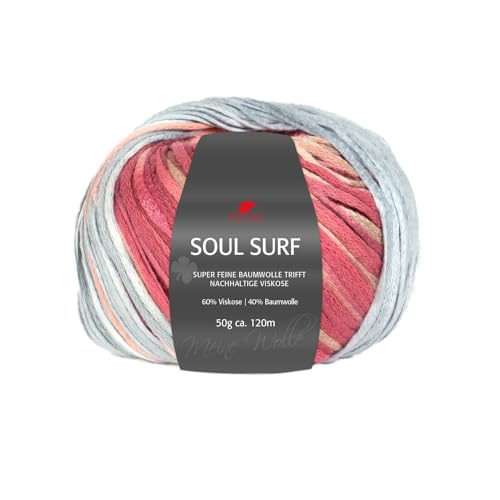 PRO LANA Soul Surf - Farbe: Grau/Rosé (82) - 50 g/ca. 120 m Wolle von PRO LANA