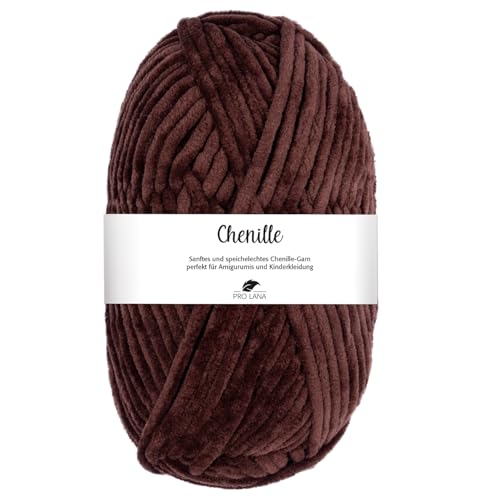 Pro Lana CHENILLE 100 g samtig weiche und stabile Chenille Wolle 110 m, Farbe:010 - dunkelbraun von PRO LANA