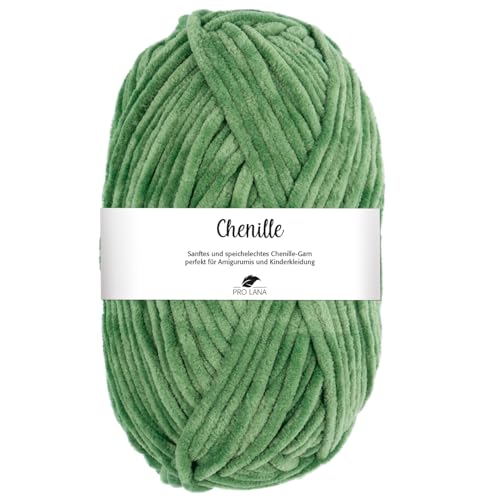 Pro Lana CHENILLE 100 g samtig weiche und stabile Chenille Wolle 110 m, Farbe:073 - grün von PRO LANA