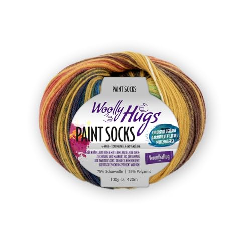 Pro Lana Paint Socks - Woolly Hugs - Farbe: Senf/Petrol/Orange (214) - 100 g / ca. 420 m Wolle von PRO LANA