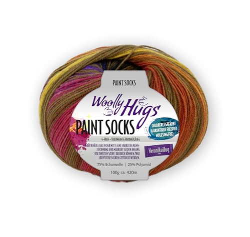 Pro Lana Woolly Hugs Paint Socks 100 g 4-fach Sockenwolle mit traumhaften Farbverläufen, Farbe:213 von PRO LANA