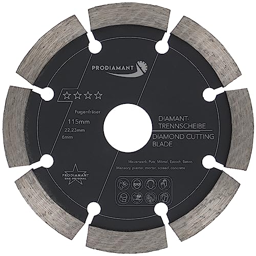 PRODIAMANT Fugenfräser ø 115 mm Breite 6mm für Mörtel Beton Mauerwerk und Putz 10mm Diamantsegment Profiqualität von PRODIAMANT