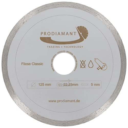 PRODIAMANT Diamant-Trennscheibe Fliese 125 mm x 22,2 mm Diamanttrennscheibe 125mm von PRODIAMANT