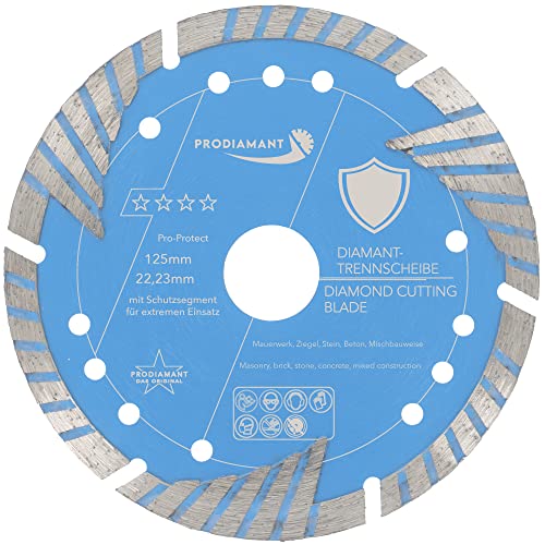 PRODIAMANT Diamant-Trennscheibe Pro Protect 125 mm x 22,2 mm mit Schutzsegmenten für Mauerwerk Beton Ziegel von PRODIAMANT