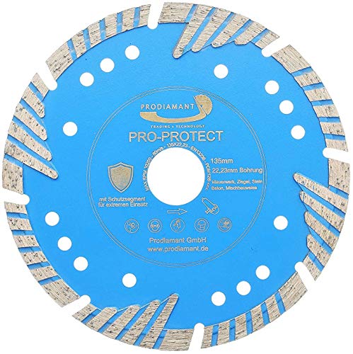 PRODIAMANT Diamant-Trennscheibe Pro Protect 135 mm x 22,2 mm mit Schutzsegmenten für Mauerwerk Beton Ziegel von PRODIAMANT