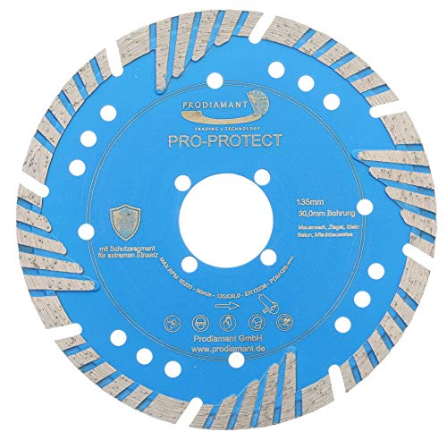 PRODIAMANT Diamant-Trennscheibe Pro Protect 135 mm x 30 mm mit Schutzsegmenten für Mauerwerk Beton Ziegel von PRODIAMANT