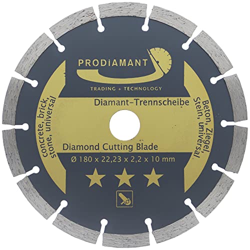 PRODIAMANT Diamanttrennscheibe 180mm universal Trennscheibe für Stein, Beton, Granit, Mauerwerk, Ziegel Zubehör Winkelschleifer von PRODIAMANT