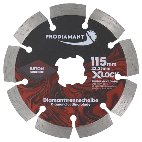 PRODIAMANT Diamanttrennscheibe X-Lock 115mm Universal – Segmentiert für Beton, Stein und Mauerwerk von PRODIAMANT