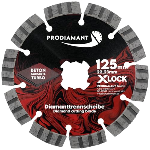 PRODIAMANT Diamanttrennscheibe X-Lock 125mm Beton – Lasergeschweißt mit Turbo-Segmenten für härteste Materialien von PRODIAMANT