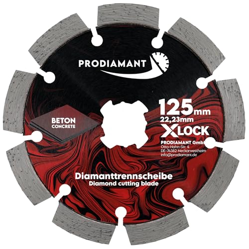 PRODIAMANT Diamanttrennscheibe X-Lock 125mm Universal – Segmentiert für Beton, Stein und Mauerwerk von PRODIAMANT