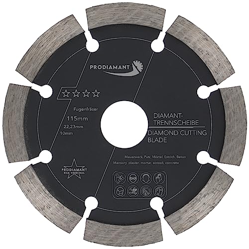 PRODIAMANT Fugenfräser ø 115 mm Breite 10mm für Mörtel Beton Mauerwerk und Putz 10mm Diamantsegment Profiqualität von PRODIAMANT