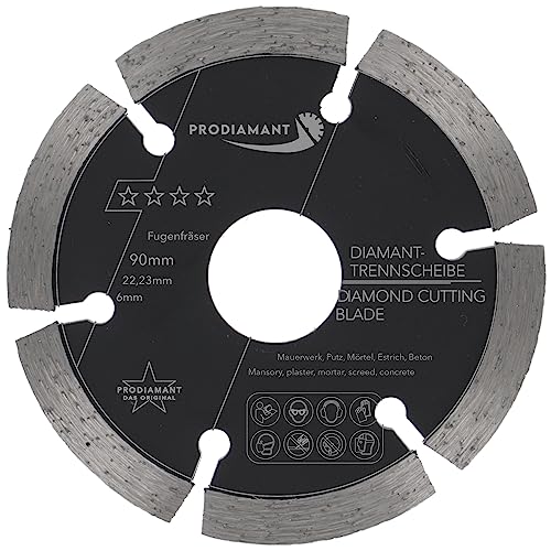 PRODIAMANT Fugenfräser ø 90 mm Breite 6mm für Mörtel Beton Mauerwerk und Putz 10mm Diamantsegment Profiqualität von PRODIAMANT