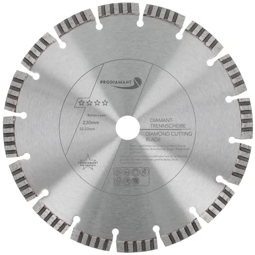 PRODIAMANT Laser Diamanttrennscheibe 230mm Beton Stahlbeton Stein und Ziegel Diamant Turbo-Segmente lasergeschweißt von PRODIAMANT