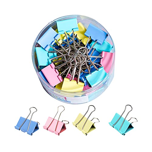 PROMISE FLOURISH Mittelgroße Binder-Clips, 32 mm, 24 Stück, farbige Binder-Clips, Metall-Büroklammern, Schreibwaren-Clips für Büro, Schule, Zuhause von PROMISE FLOURISH