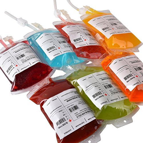 PROtastic 5 x "Blood Bag" IV Drip Trinkbehälter, ideal für Motto-Horror-Halloween-Partys, Dracula/Vampir - 350 ml, Partybevorzugungs-Trinkbecher von PROtastic