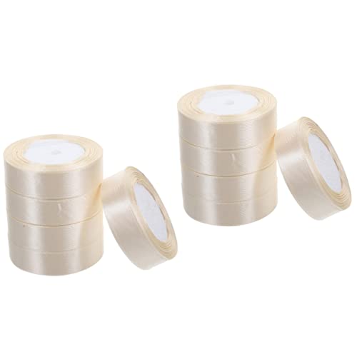 Bänder for Basteln, 5 Rollen Dekoband Geschenkbänder Hochzeitsband Ripsband Kranz Bastelband Blumenstrauß Verpackungsband Tortendekoration Polyester Weihnachten(Beige) von PRPRP