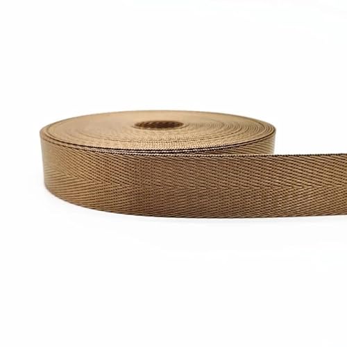 Gurtband, 2 Yards 1"(25mm) Gurt Nylon-Gurtband Fischgrätenmuster Rucksack-Umreifung Nähen Tasche Gürtel Zubehör(Light Coffee) von PRPRP