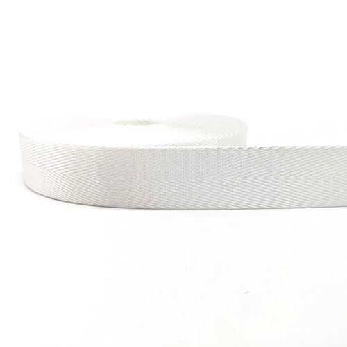 Gurtband, 2 Yards 1"(25mm) Gurt Nylon-Gurtband Fischgrätenmuster Rucksack-Umreifung Nähen Tasche Gürtel Zubehör(White) von PRPRP