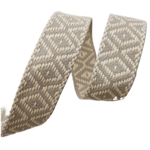 Gurtband, 5 Meter, 38 mm, buntes Jacquard-Baumwoll-Gurtband, Leinengurte, Tasche, Schultergurt, Kleidungsband, Nähzubehör(Beigegray) von PRPRP