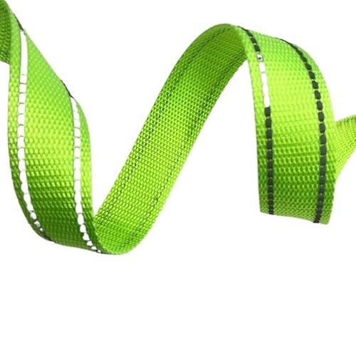 Gurtband, 5 Meter 15 mm 5/8 Zoll Polyester-Gurtband mit reflektierendem Streifen, Rucksackgurt, DIY-Handwerk, Haustierhalsband, Leine, Zubehör(Green) von PRPRP