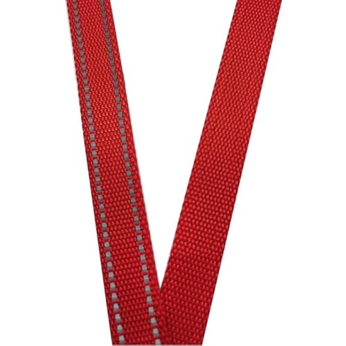 Gurtband, 5 Meter 15 mm 5/8 Zoll Polyester-Gurtband mit reflektierendem Streifen, Rucksackgurt, DIY-Handwerk, Haustierhalsband, Leine, Zubehör(Red) von PRPRP