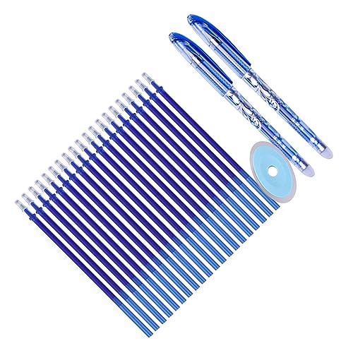 PRTECY 23-teiliges Set mit Radierbaren Gelstiften, 0,5-mm-Spitze, Glatt Schreibender Radierstift, Inklusive 2 Stiften, 1 Radiergummi und 20 Blauen Ersatzminen für Büro- und Schulnotizen von PRTECY